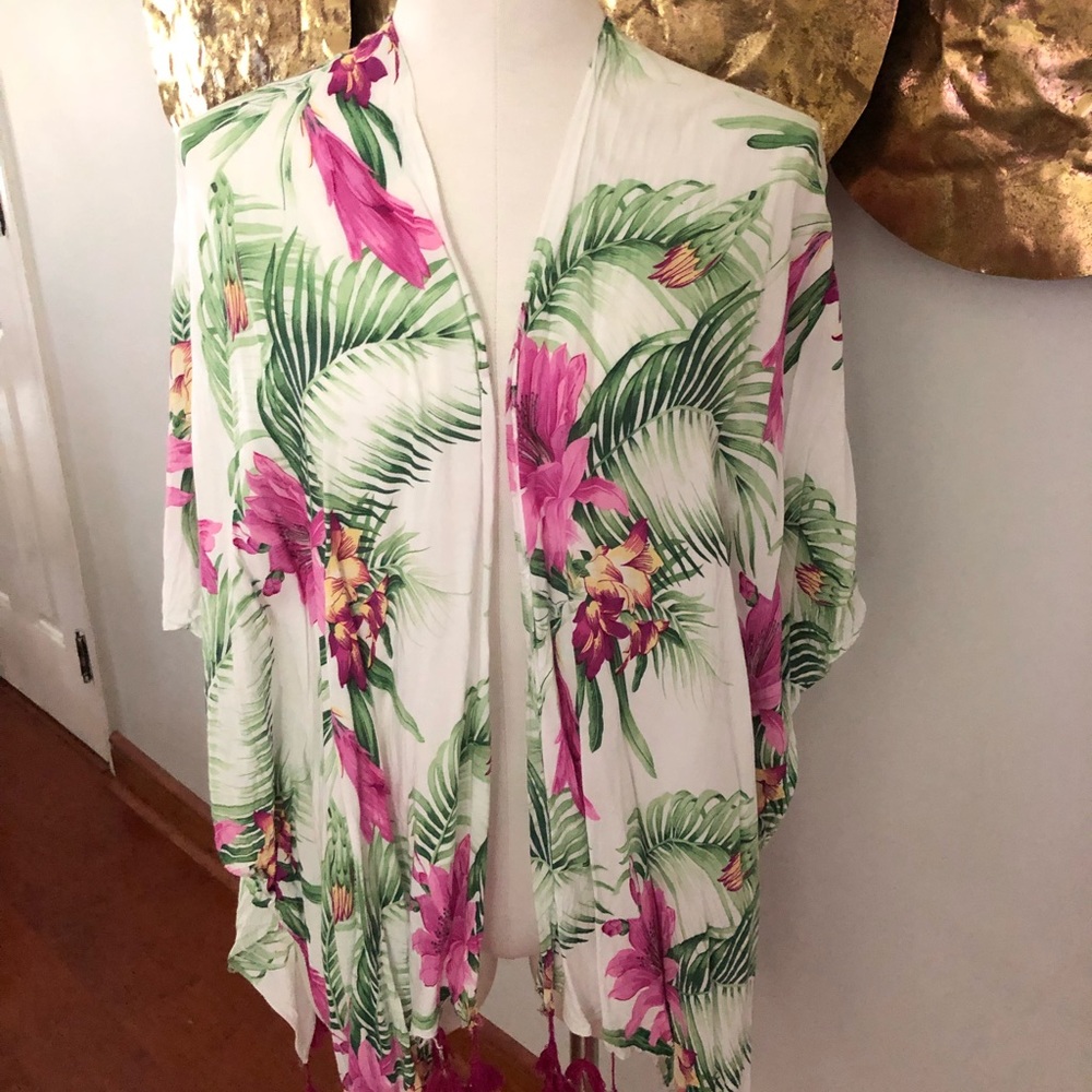 Floral print kimono
